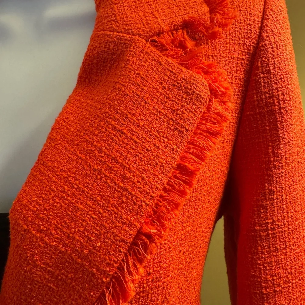 NWT House of Harlow woven double breasted coral red blazer jacket. Size S - Picture 2 of 9